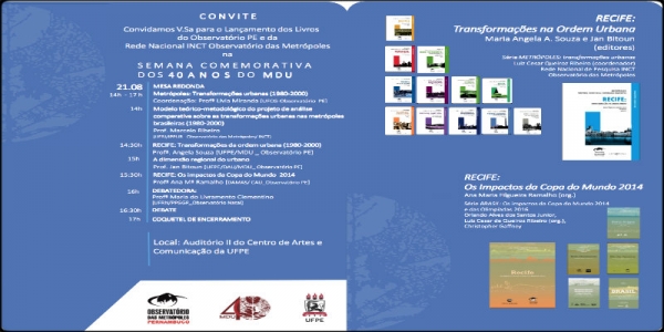 Observatório PE lança livros sobre a metrópole de Recife