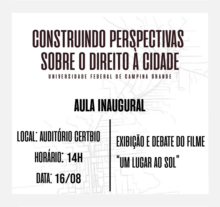 Curso: Construindo perspectivas sobre Direito à Cidade (Universidade Federal de Campina Grande)