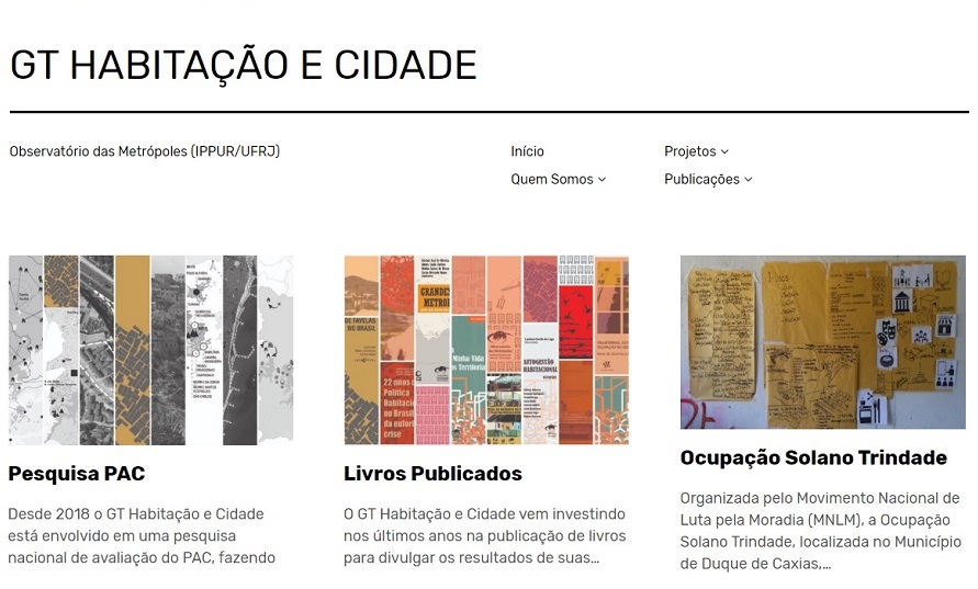 Novo site do GT Habitação e Cidade do INCT Observatório das Metrópoles