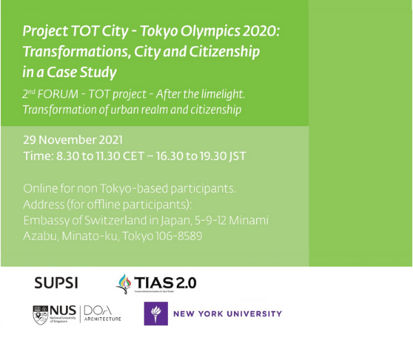 Fórum internacional debaterá as implicações da Olimpíada de Tóquio sobre o urbano e a cidadania
