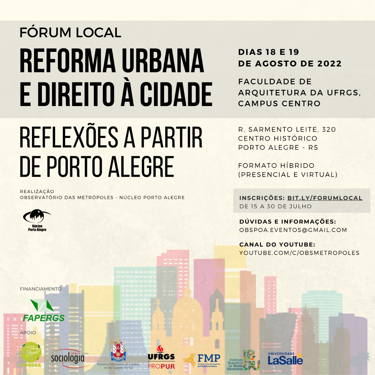 Fórum Local Reforma Urbana e Direito à Cidade nas Metrópoles: reflexões a partir de Porto Alegre
