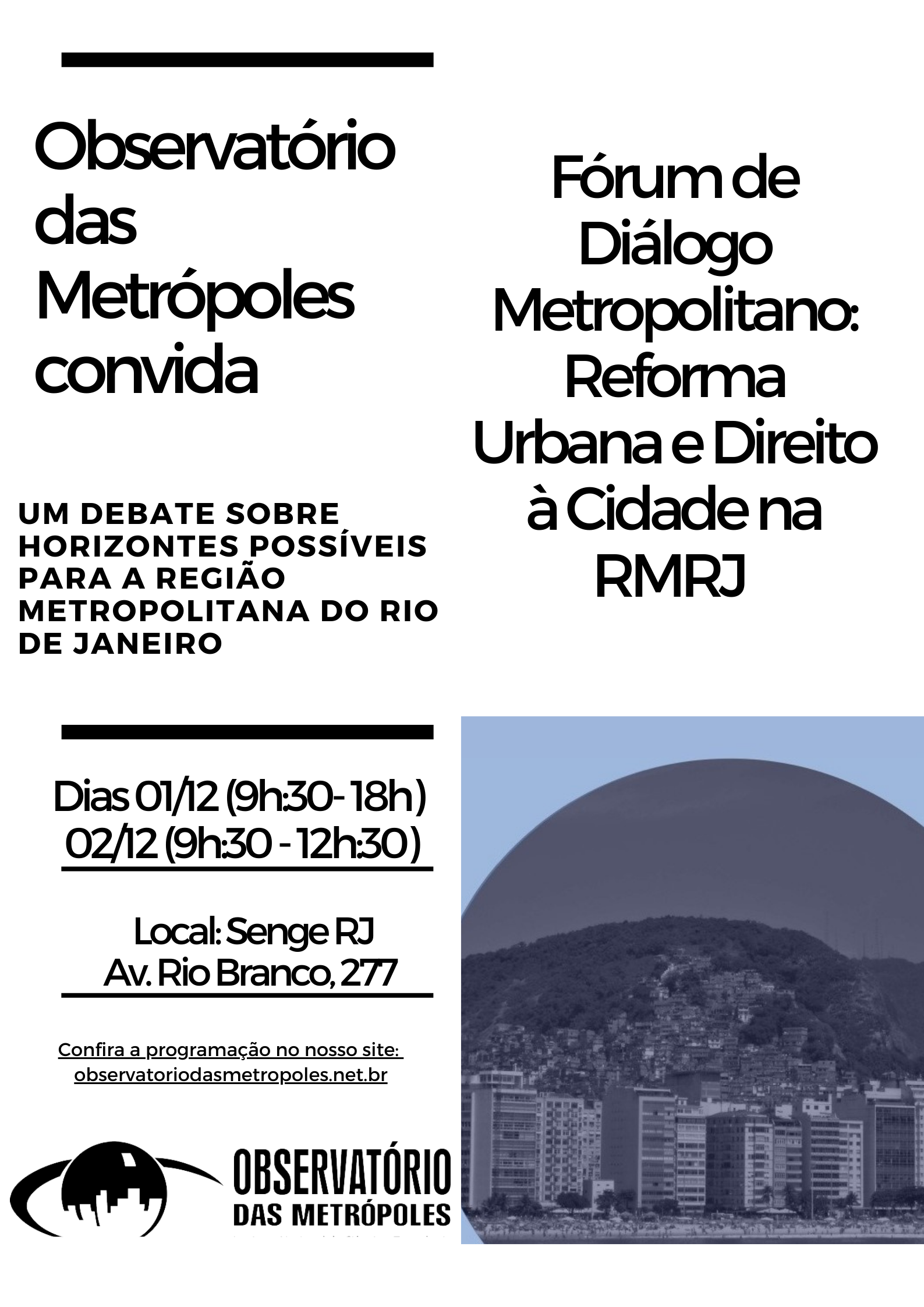 Fórum de Diálogo Metropolitano: Reforma Urbana e Direito à Cidade na RMRJ
