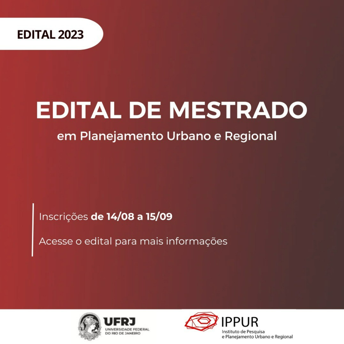 Mestrado em Planejamento Urbano e Regional (IPPUR/UFRJ) – Turma 2024