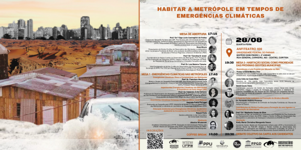 Núcleo Curitiba promove o Fórum Local “Habitar a metrópole em tempos de emergências climáticas”