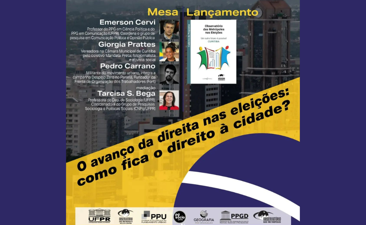 Núcleo Curitiba promove o Fórum Local “O avanço da direita nas eleições: como fica o direito à cidade?”