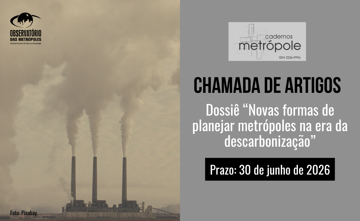 Revista Cadernos Metrópole recebe artigos sobre descarbonização urbana